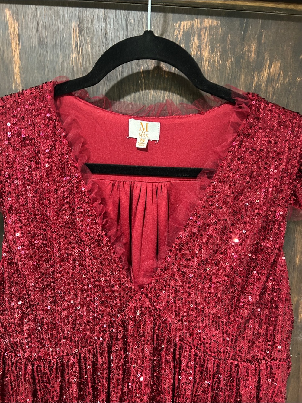 MINK Red Sequin Mini Dress